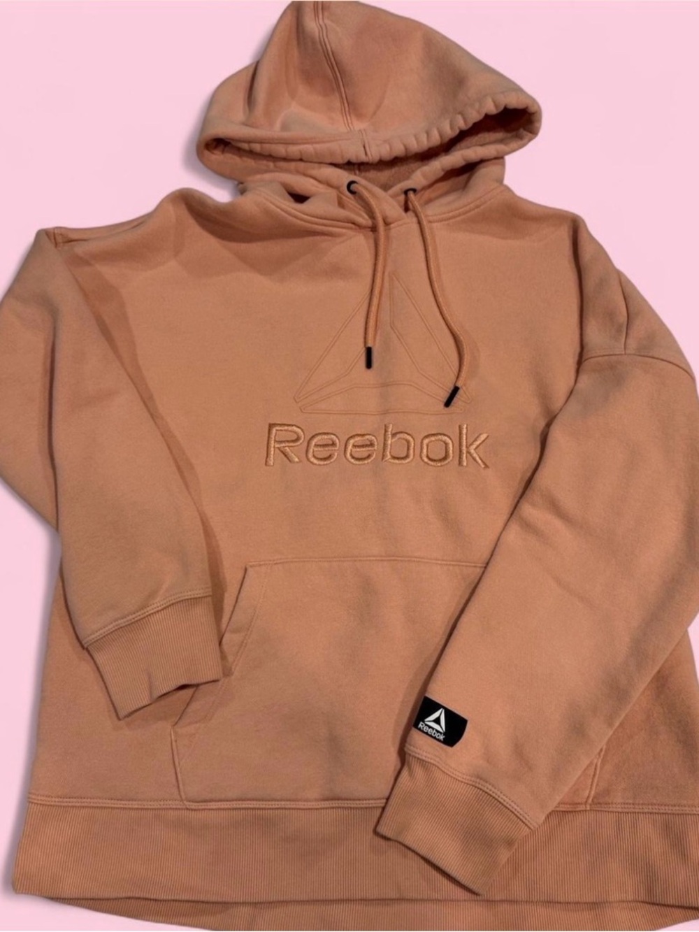 Reebok Peach Pullover Hoodie with Embroidered Logo